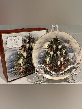 Pottery Barn Nostalgic Christmas Tree Salad Plates Set Of 4 In Box